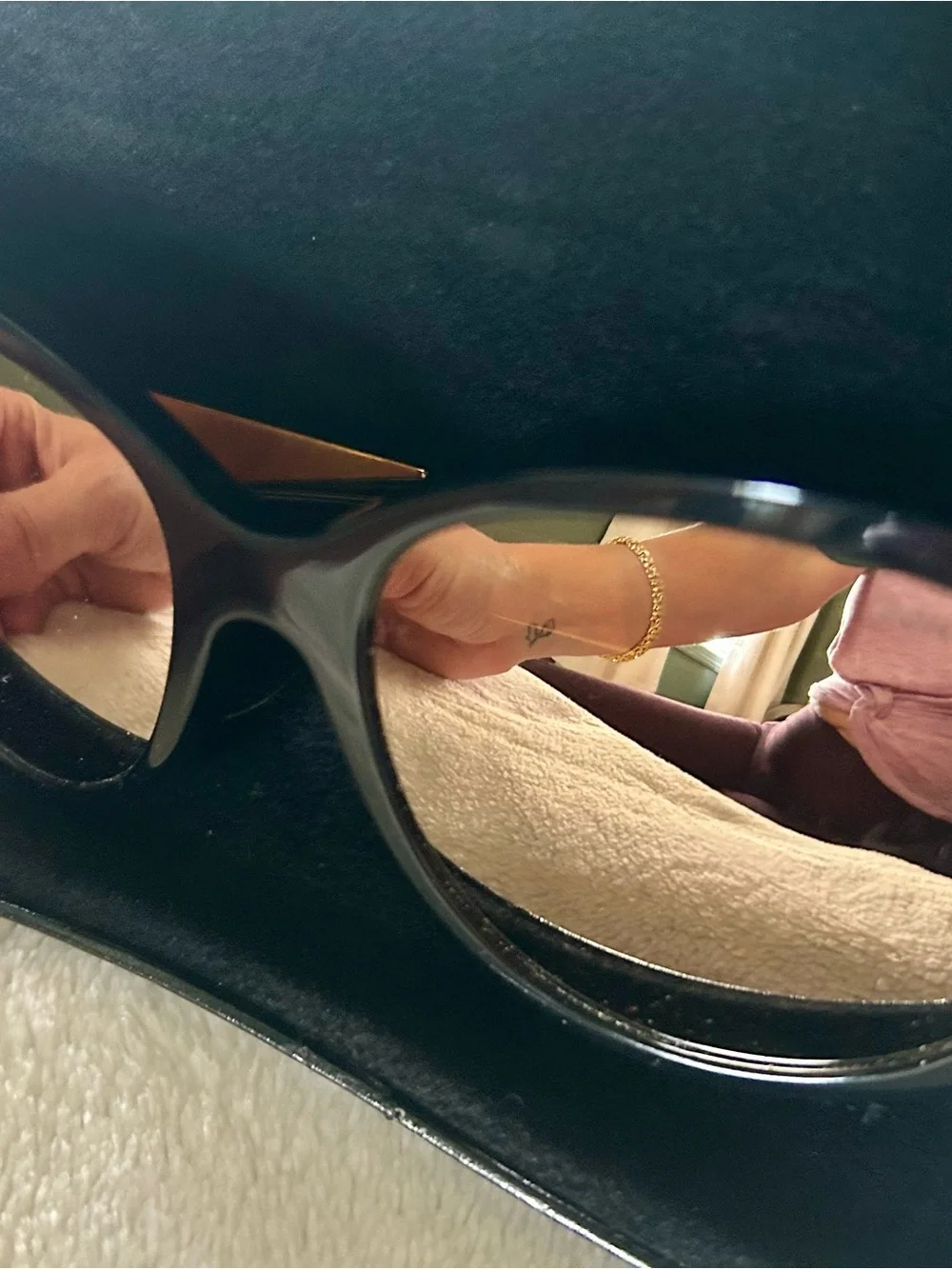 CHANEL Black Sunglasses with Gold Temples